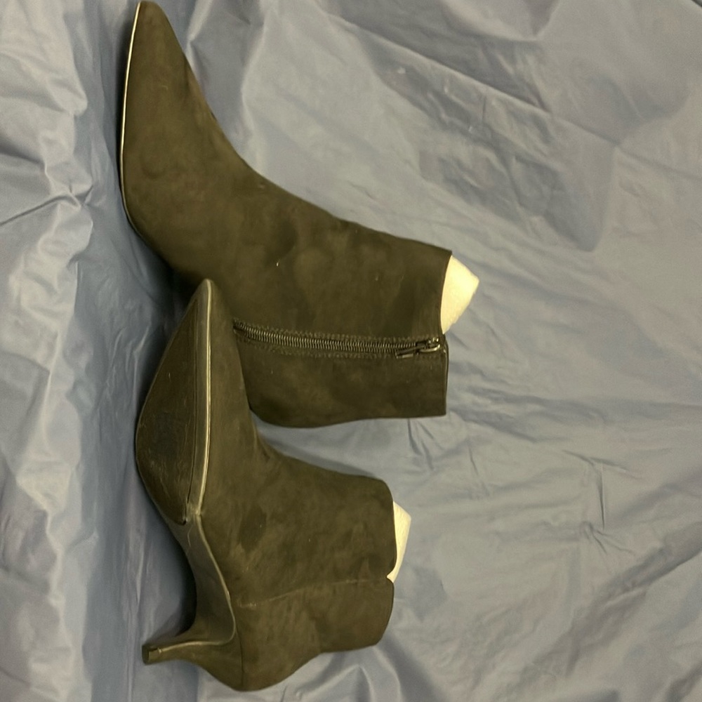 Unique Bargains Women's Pointed Toe Side Zip Stiletto Heeled Ankle Boots Black